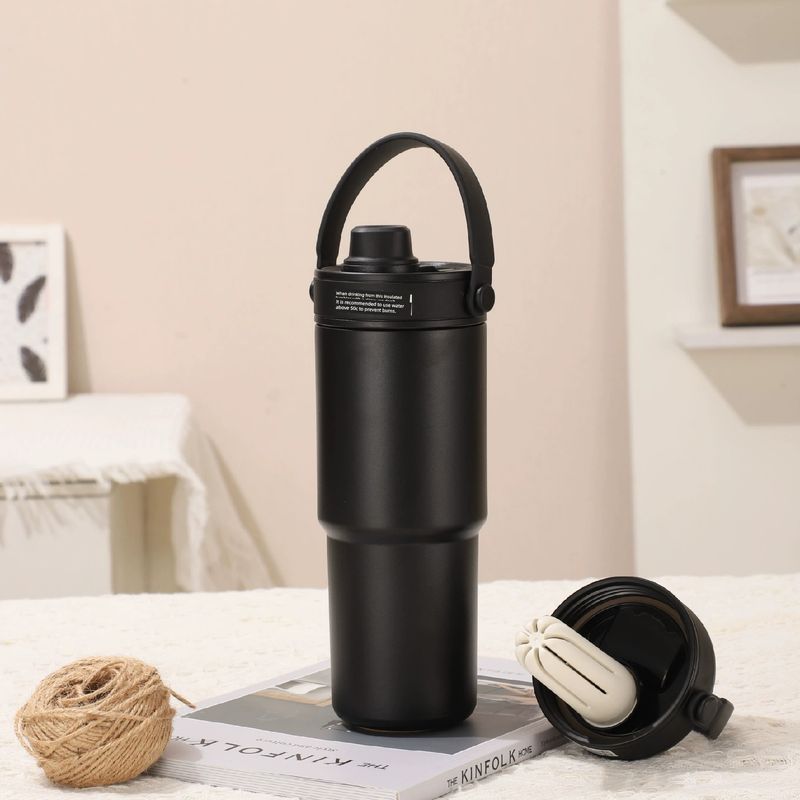 

New Ceramic Inner Coffee Cup with Handle, Large Capacity Insulated Cup, Portable Car-Mounted 30oz Car Ice Cup Twilight Black - Ceramic Interior Coating 735ml