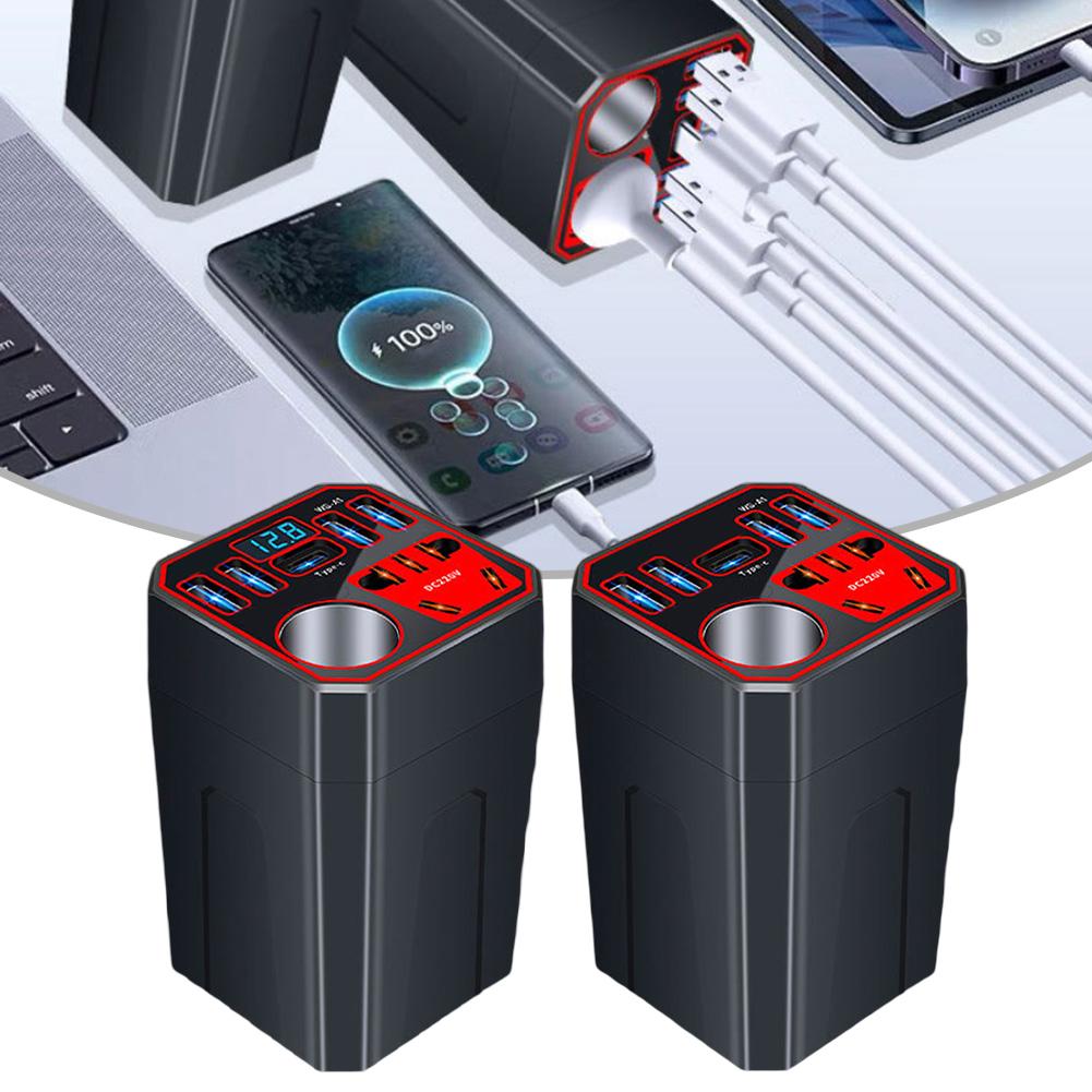 Ensures Absolute Safety Car Power Inverter 12V/24V Inverter Smart Display Updates USB 3.0 Charging Port ABS Material