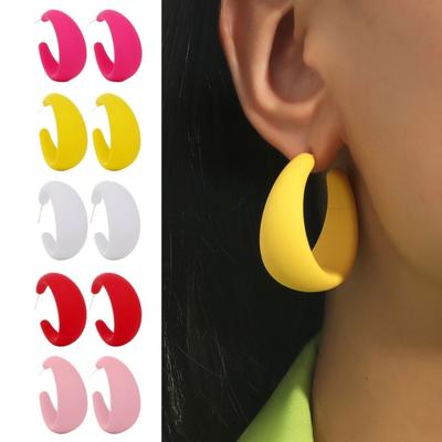 Earring Vibrant Color Non-Irritation Lightweight Exaggerated C-Shaped Dangle Earring Piercing