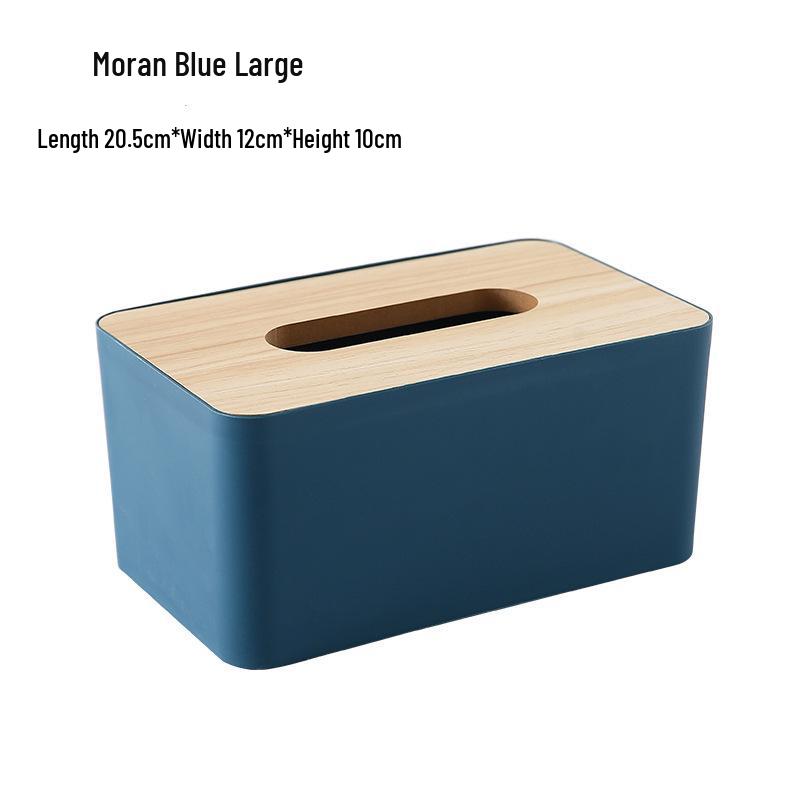 Nordic Minimalist Rectangular Tissue Box with Wooden Lid - Customizable Design with Logo Printing