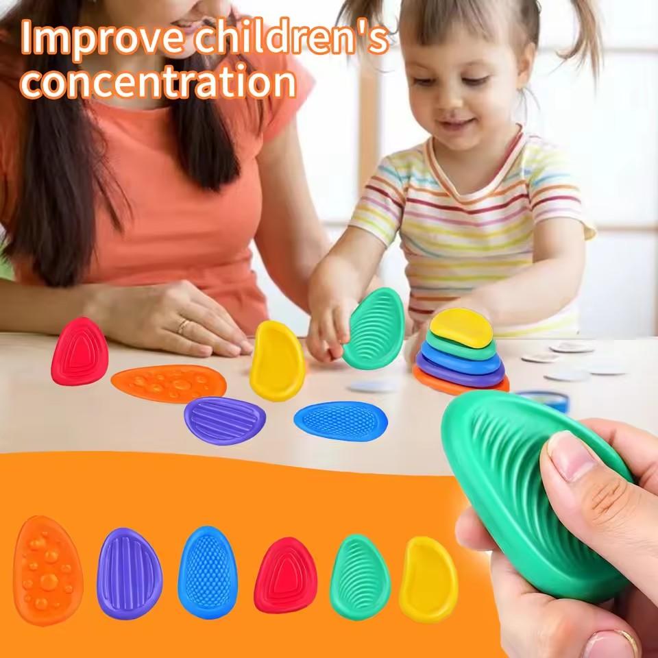 Fidget Toys Sensory Stone 6 Pack Textured Worry Stone Social Emotional Feelings Toys For Special Needs Fidget Stress Toys Gift