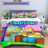 3Pcs Simpsons Family Dinner Bedding Set Soft Fabric Duvet Cover Pillowcases Christmas Xmas Halloween Gift 1 Duvet Cover 2 Pillowcase L1487