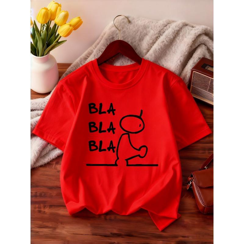 Kisd BAL Stick Figure Print Crewneck Summer Casual Sports Short Sleeve T-Shirt