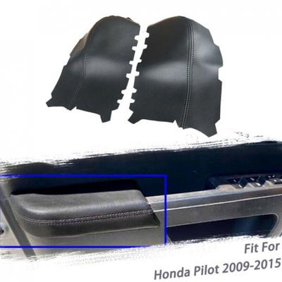 Black 2X Front Door Armrest Panels Leather Cover For Honda Pilot 2009-2015