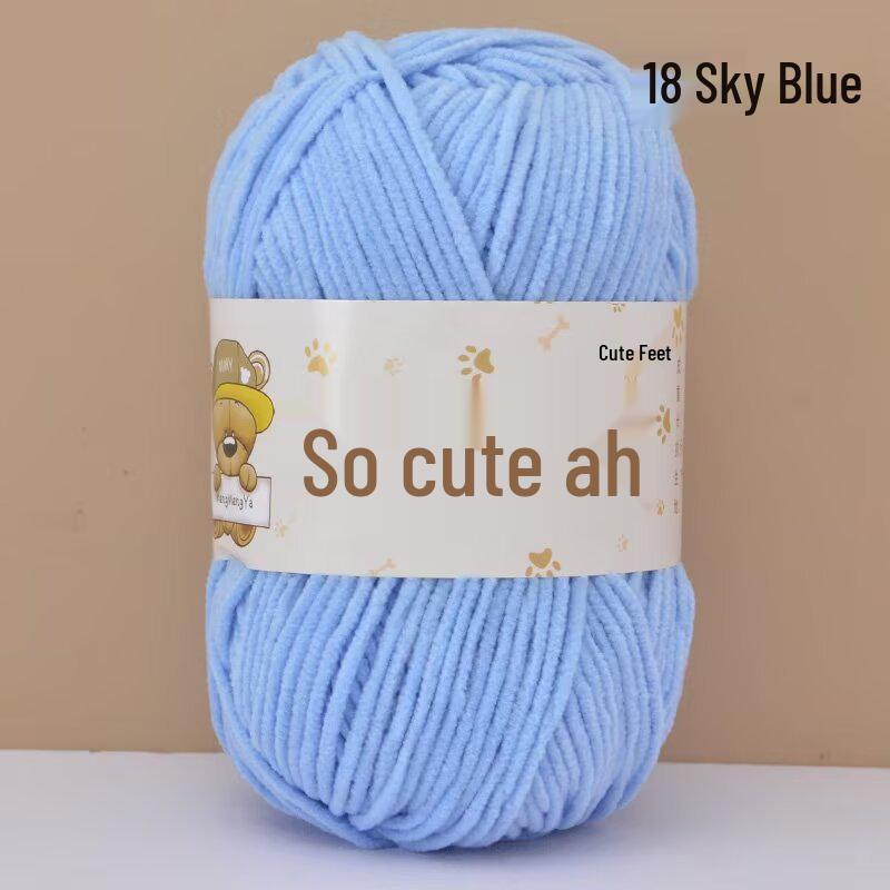 Chenille Crochet Yarn - Medium Thick Hand-Knitted for DIY Crafts & Dolls