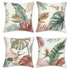 4Pcs Tropical Leaf Cushion Covers, Vibrant Green Monstera & Palm Print Pillow Cases For Sofa Bedroom Living Room 45X45Cm