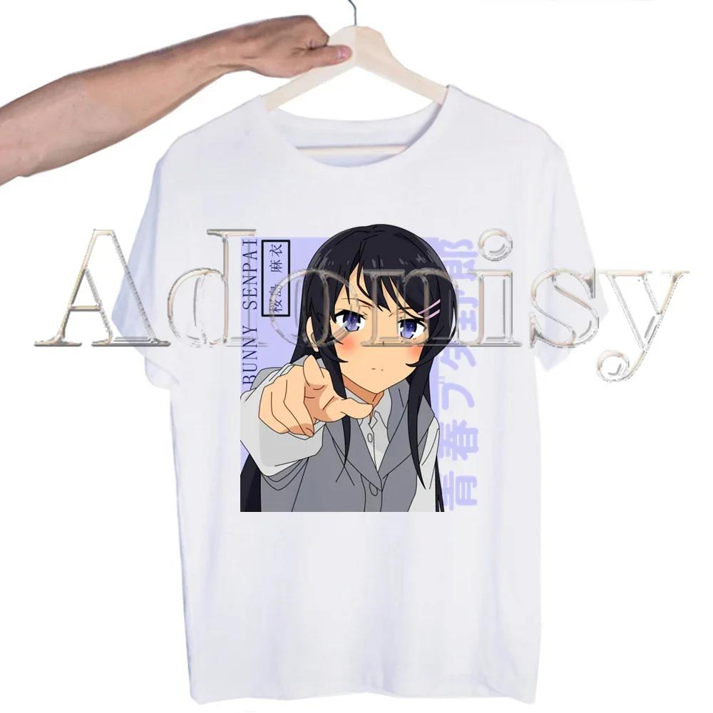 Bunny Girl Senpai Sakurajima Mai Printed T Shirt  Unisex Retro Washed Tops Tees Harajuku Tshirt Streetwear Hip Hop Male T-shirts Shirt