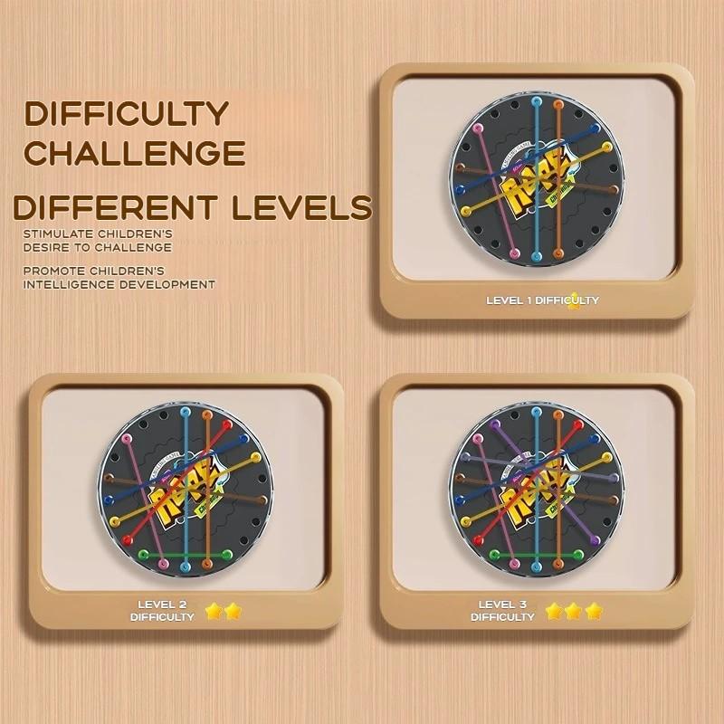 1 Set Kids Rope Untangling Game Twisted Rope Knots Challenge Board Game Logic Thinking Interactive Educational Elastic Rope Unhitching Toy
