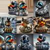 1pc Creative Duck Ornament Veteran Tribute Resin Duck Statue Gothic Sculpture Punk Animal Figurine Desktop Craft Car Collectible