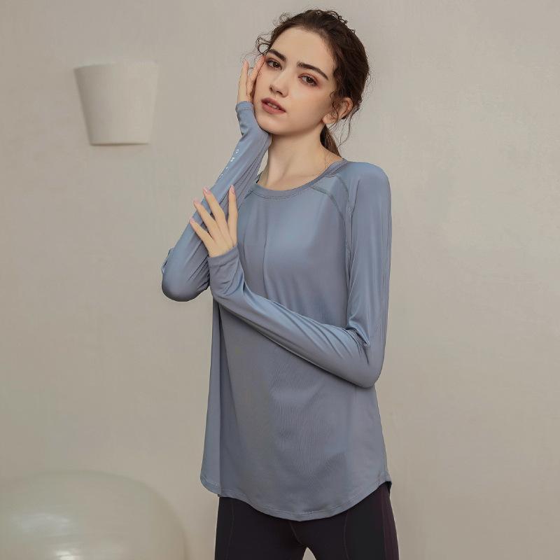 Ženy Volné oblečení na jógu s dlouhým rukávem Rychleschnoucí Prodyšný Top s kulatým výstřihem Elastické oblečení na jógu Běžecký trénink Fitness oblečení
