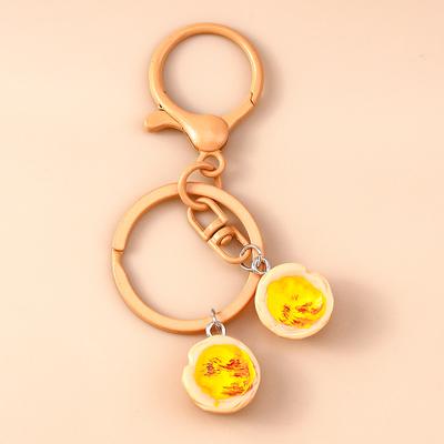 Cute Resin Simulation Food Keychain Waffle Croissant Baguette Bread Key Ring Pendants for Women Girls Handbag Decor Jewelry Gift