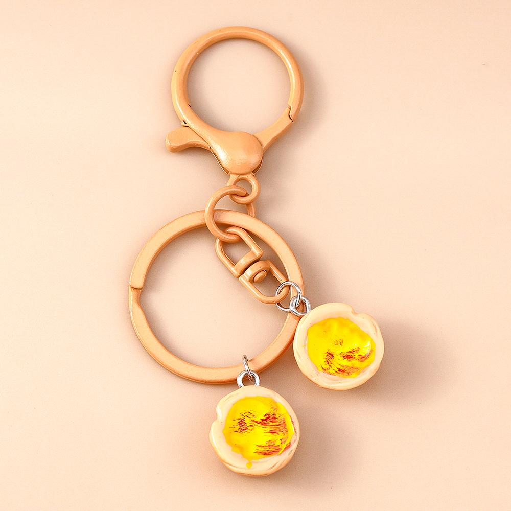 Cute Resin Simulation Food Keychain Waffle Croissant Baguette Bread Key Ring Pendants for Women Girls Handbag Decor Jewelry Gift