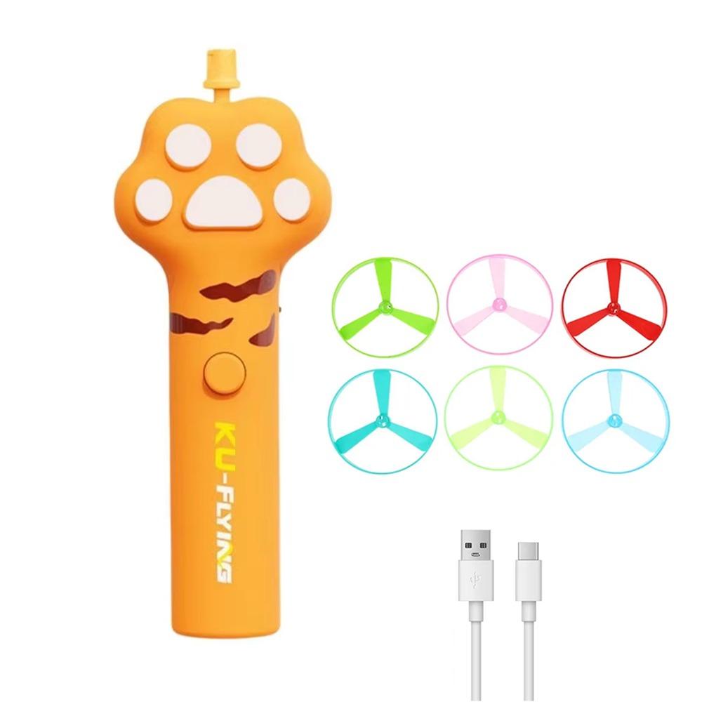 with 6 Flying Discs Cat Flying Disc Toy Electric Interactive Cat Propeller Toy  Chasing Games оранжевый
