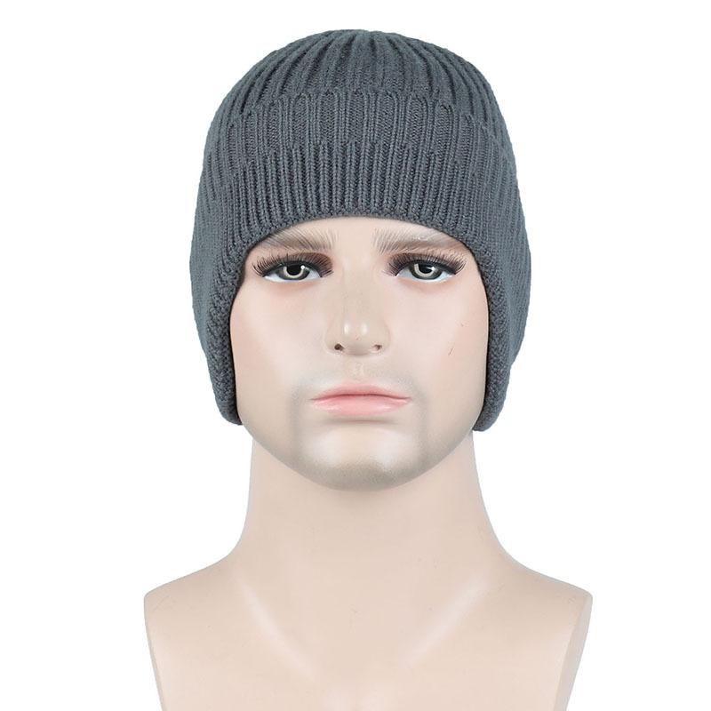 Solide Strickmütze Wintermütze aus Kaninchenfellimitat für Herren Warme Ohrenschützer Herbstmütze Herren Wintermütze