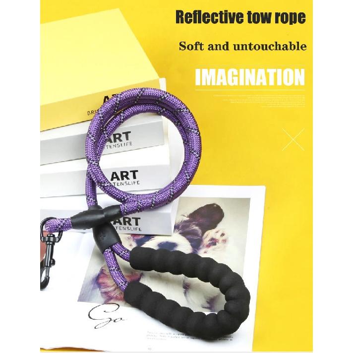 1.5M/2M/3M Large Dog Rope Round 1.2CM Nylon Pet Leash Strengthen Reflective Rope Walking Dog Traction Collar Harness Dog Lead