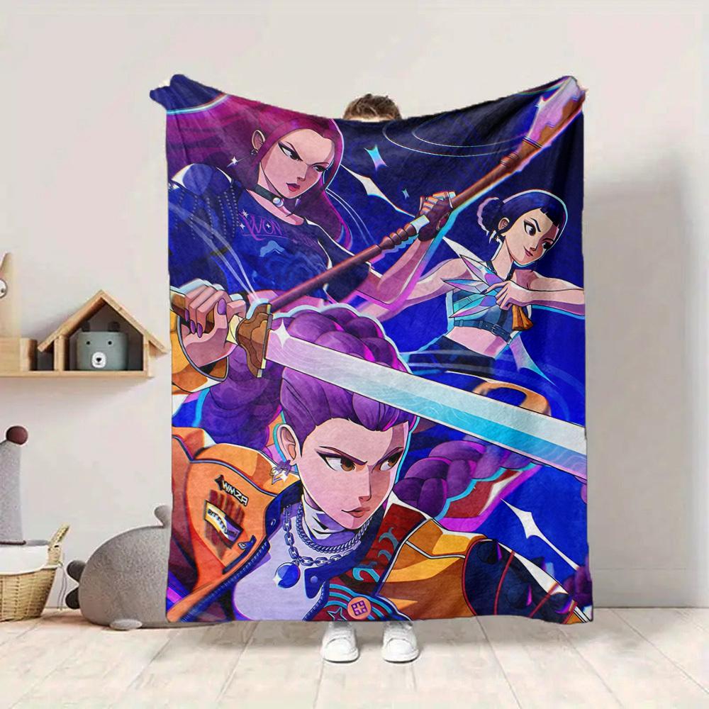 1pc Huntrix, K pop Blanket Soft All Season Throw with Vibrant Design, Perfect for Home, Travel, and Gifts, Ideal for Naps and Camping