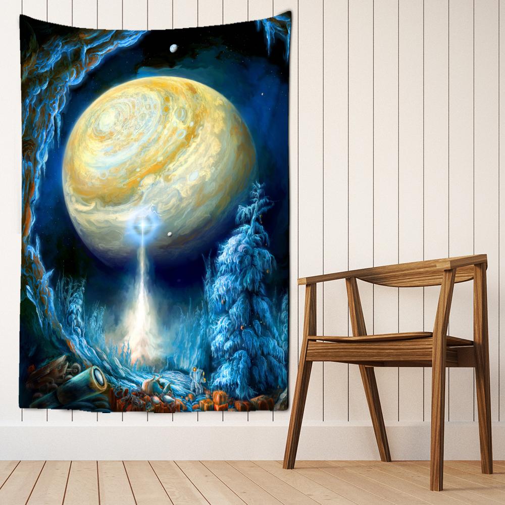 Starry Sky Planet Tapestry Wall Hanging Psychedelic Hippie Mysterious Universe Tapiz Background Cloth Home Decor