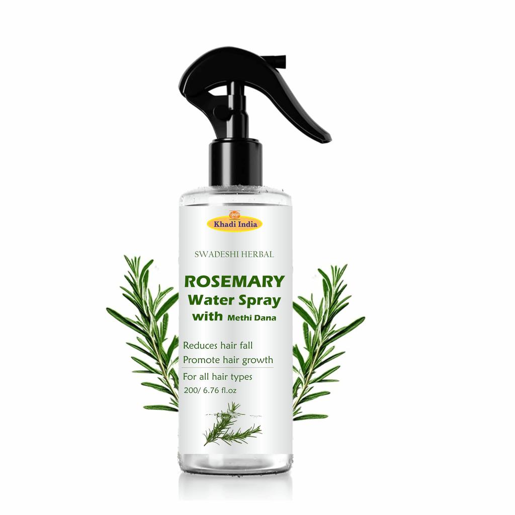 Khadi 100% Pure & Natural Rosemary Water Spray - Herbal Hair & Skin Mist - Refreshing Toner for Scalp & Face - No Alcohol, No Chemicals - 200ml