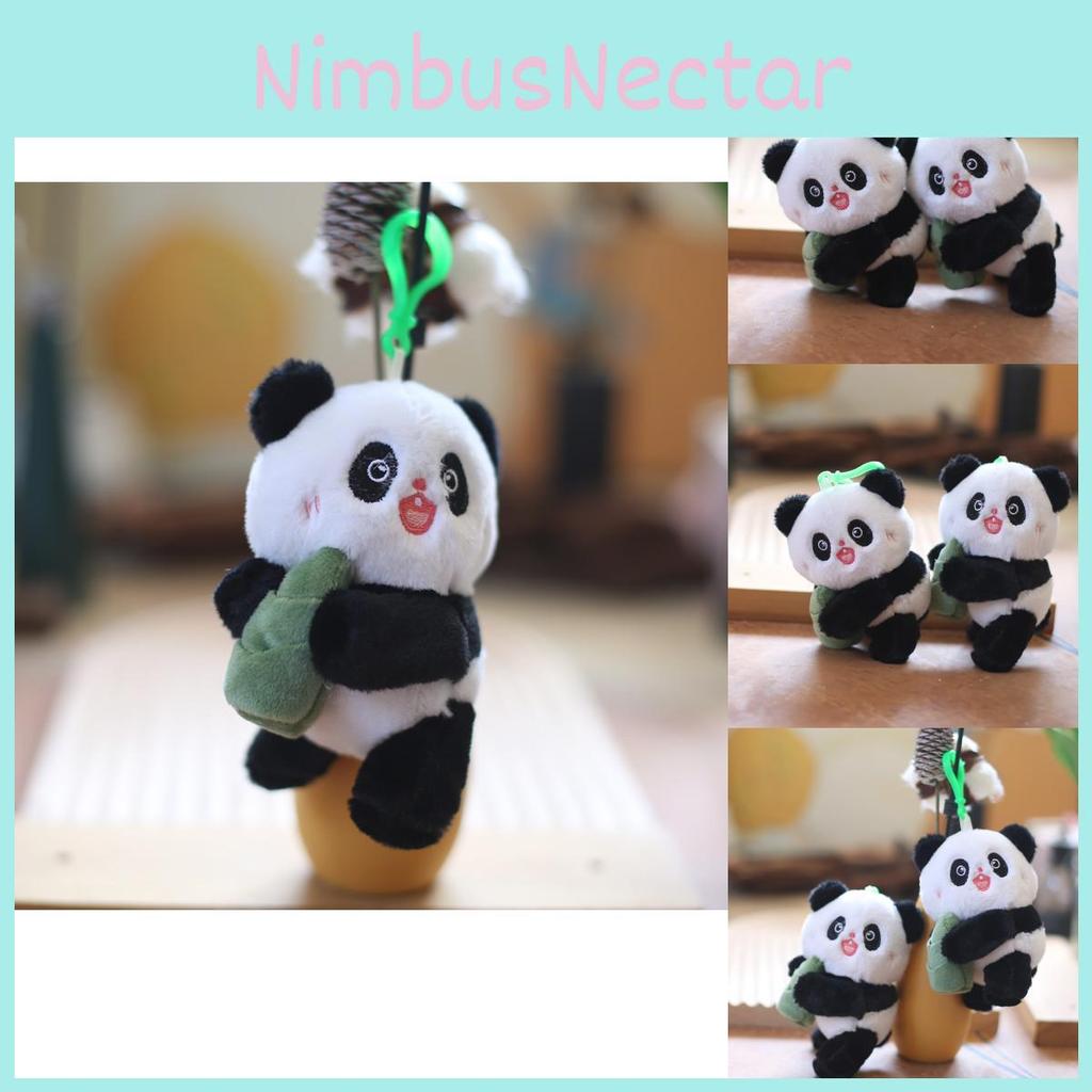 Cute Fluffy Panda Key Holder Plush Toy Miniature Bag Accessory