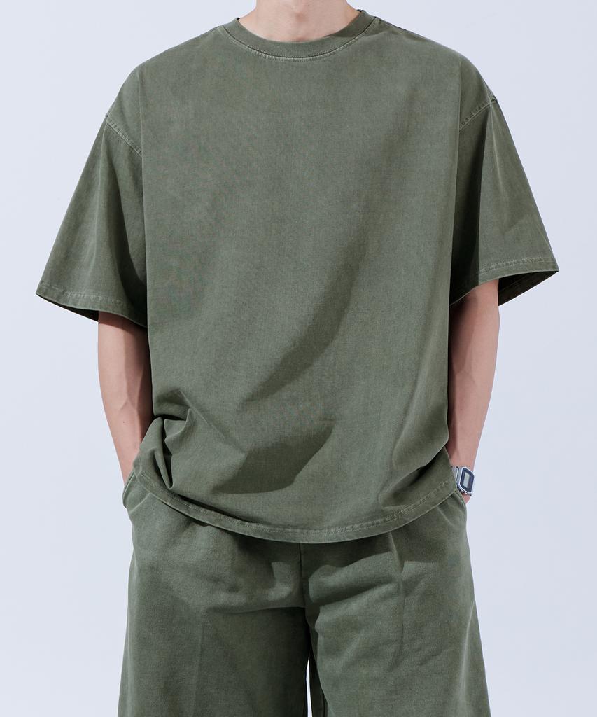 TOPBOY Heavy Duty Pigment Oversized Short Sleeve T-Shirt Light Khaki