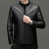Yiliteng Men's Stand Collar Genuine Leather Jacket