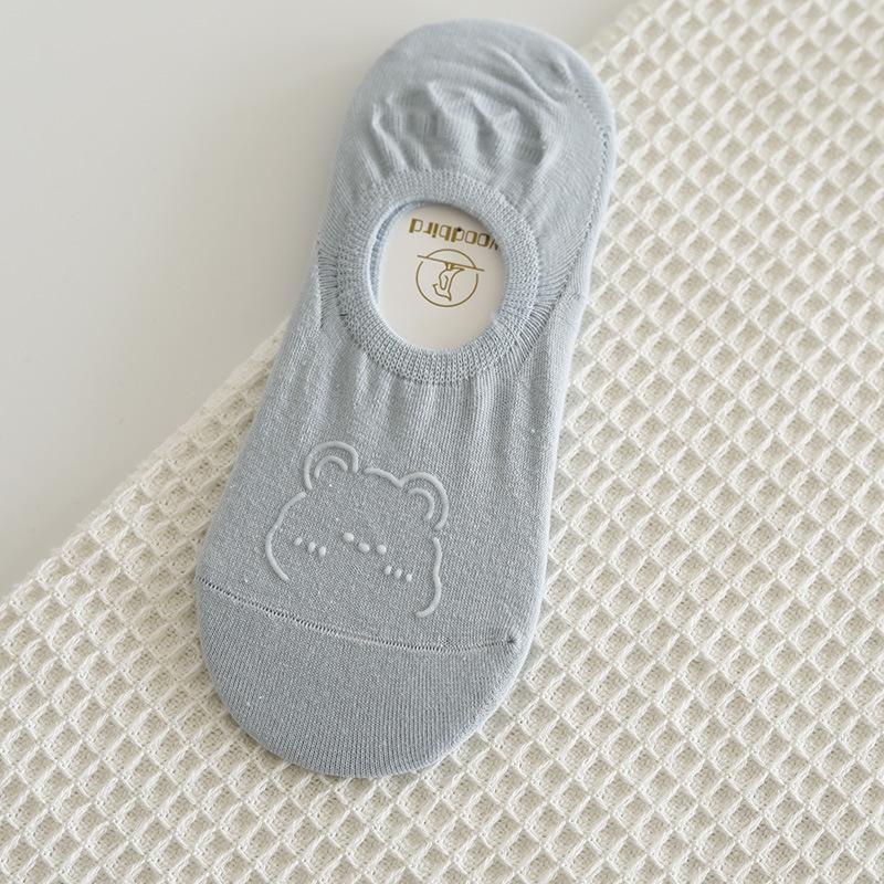 Invisible Socks Summer Thin Cartoon Smiley Face Bear Head Dispensing Non-Slip Boat Socks Shallow Mouth Invisible Can Not Fall Off With Cotton Socks