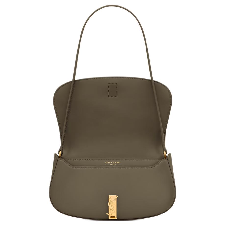 Saint Laurent YSL Front Logo Magnetic Closure Leather Tote Shoulder Bag Women bags Deep-Musk 779642-0SX0W-3237