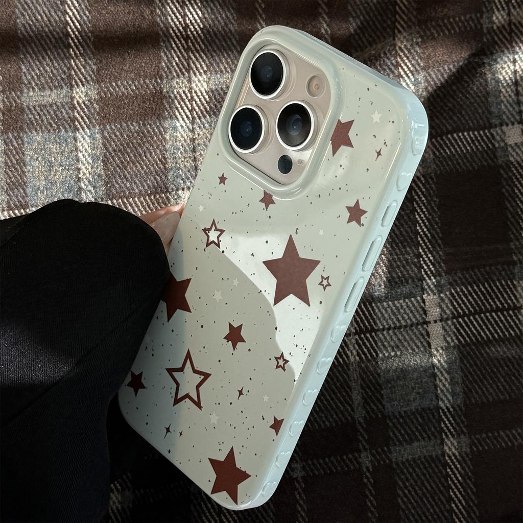Retro ins-style brown star Apple 16 phone case suitable for iPhone 17 Pro Max, 12, 14, 13, anti-drop, soft