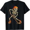 Skeleton Ice Hockey Halloween T-Shirt for Men, Boys, and Kids