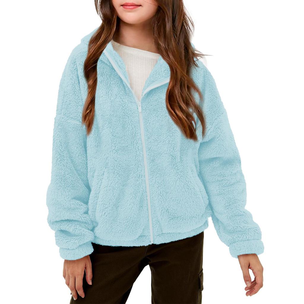 Kids' Fashion Fleece-Lined Thickened Hooded Oversized Sweatshirt Warm Casual Jacket For Fall/Winter