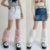 Gothic 80s Party Dance Legwarmers Autumn Winter Plush-Leg Warmers Lolita-Socks Furry Long Boot Socks Gift for Women Girl