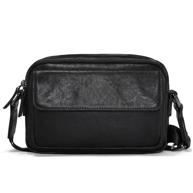 New Men's Genuine Leather Horizontal Cowhide Shoulder Bag - Soft, Stylish, Business Casual Messenger Bag