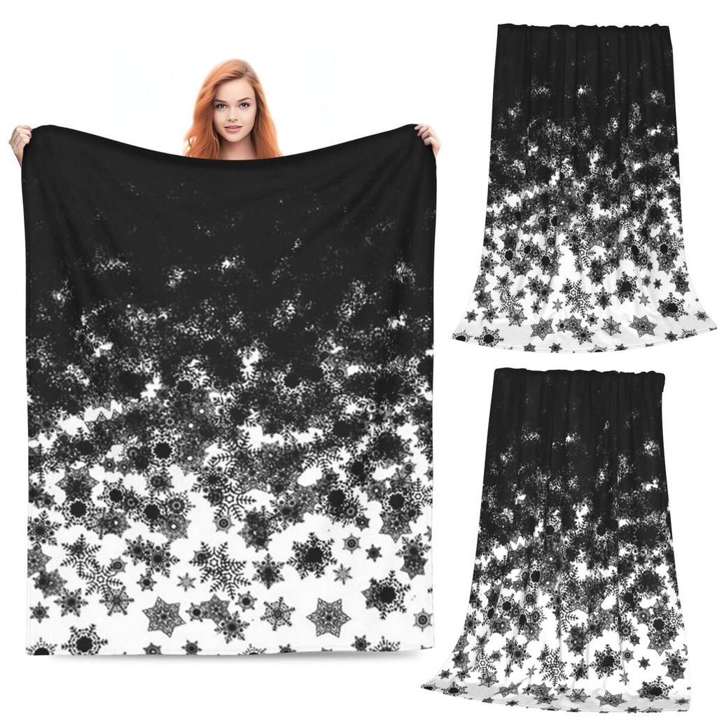 Black And White Snowflake Christmas Blankets Soft Warm Flannel Throw Blanket Plush for Bed Living room Picnic Travel Home Couch