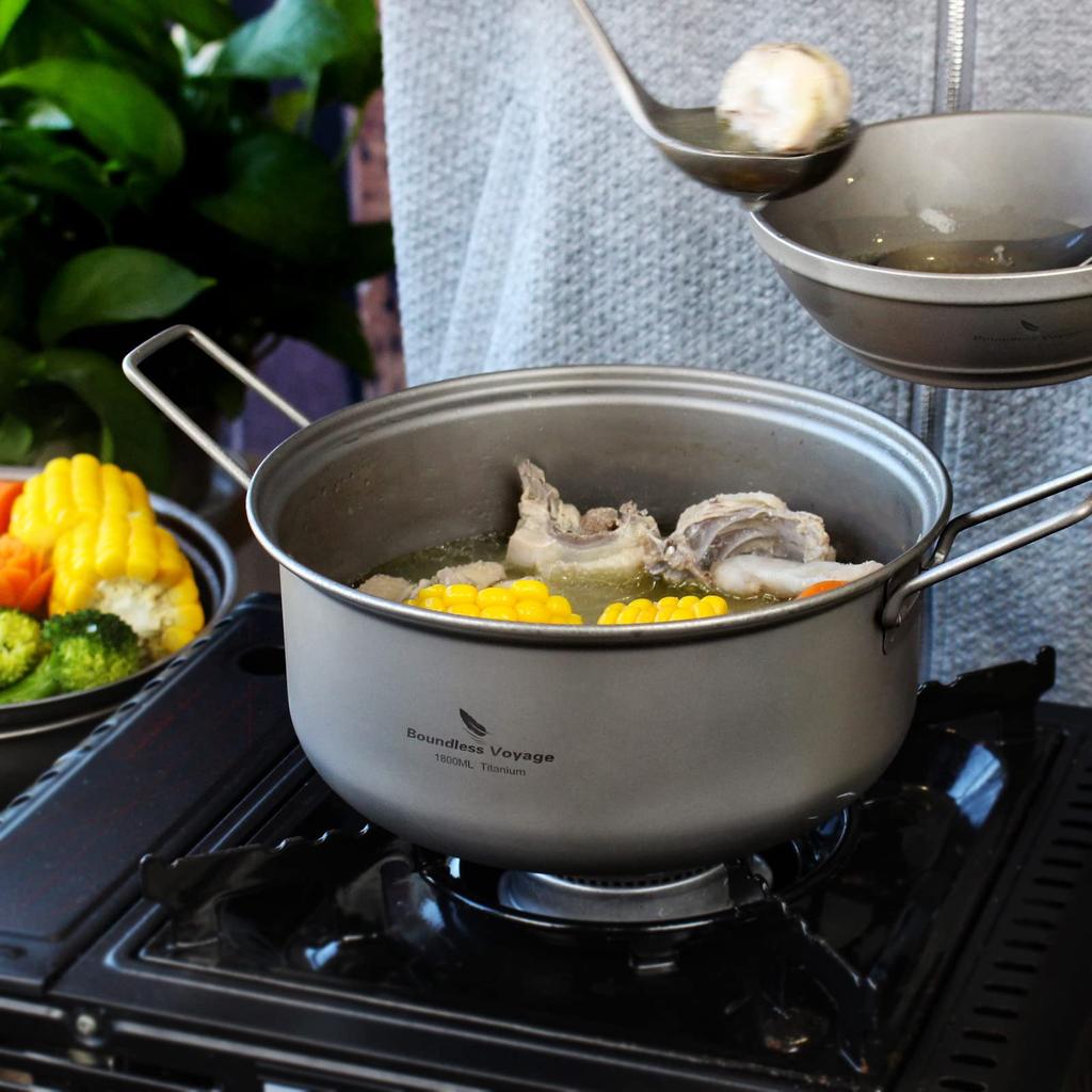 Boundless Voyage Ti2058C Titanium Pot and Steamer Set, 1.8 L