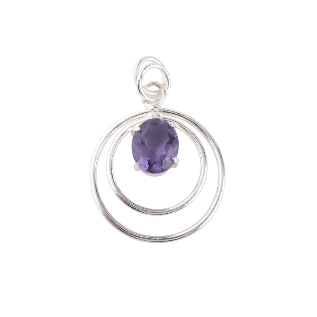 Iolite Gemstone 925 Sterling Silver Women's Gift Jewelry Pendant 1.65" For Wife PP-61-5
