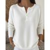Wool Button V-neck Women's Sweater Autumn and Winter Solid Color Casual Fashion Women's New Style