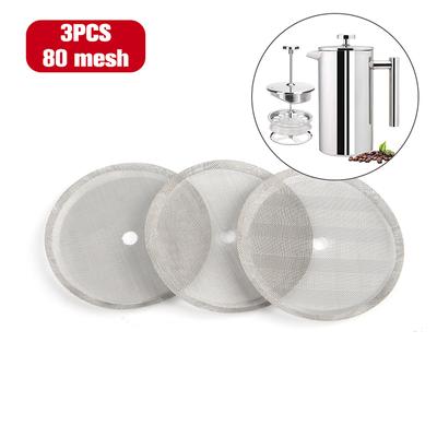 3Pcs Reusable Stainless Steel French Press Coffee Maker Detachable Mesh Filter