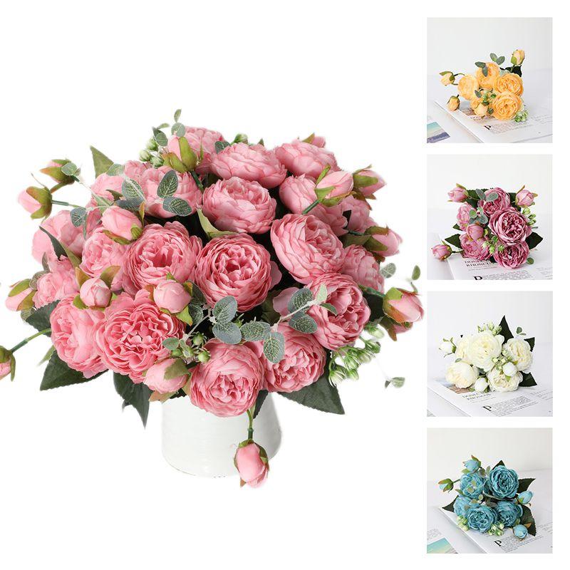Highquality Artificial Flowers Fake Roses Bunche Bouquet Vibrant No Fading Decorative Arrangement