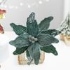 Faux Velvet Artificial Christmas Flower with Glitter Vibrant Color Christmas Tree Wreath 26cm DIY Poinsettia Flower Decor