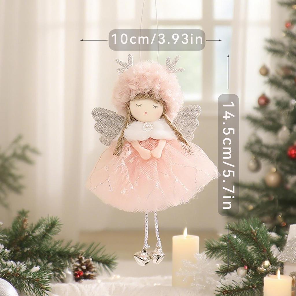 Vánoční ozdoba parohu soba s jehněčí vlnou a krajkovými andělskými křídly