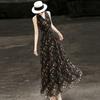Women's V-Neck Floral Chiffon Midi Dress