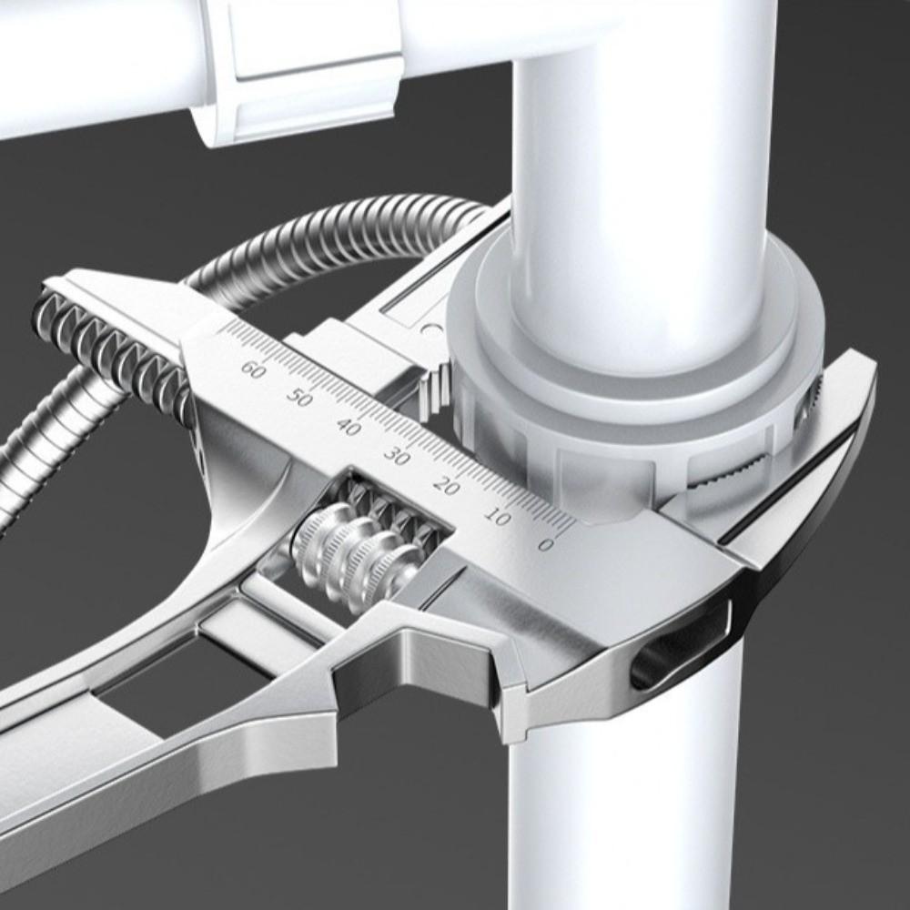 Klucz do armatury łazienkowej ze stopu aluminium Krótka rękojeść Bardzo duży otwór Regulowany klucz Mocne zaciskanie Zakres 6-68 mm