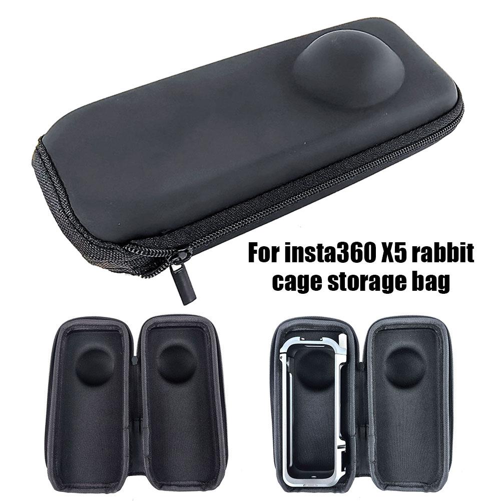 For Insta360 X5 Rabbit Cage PU Storage Bag Universal Metal Frame with Climbing Buckle Plastic Shell for Camera Accessories