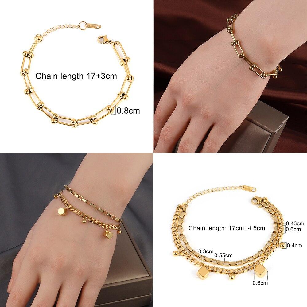 Βραχιόλι από ατσάλι για γυναίκες Ανοξείδωτα βραχιόλια Καρδιά κρεμαστά βραχιόλια μόδας αλυσίδα βραχιόλια Γυναικεία χοντρό βραχιόλι Δώρο κοσμήματα