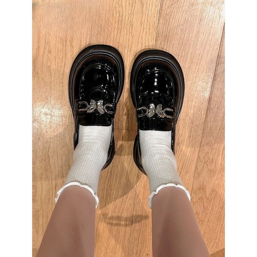 British style platform small leather shoes women's summer 2025 new Japanese jk loafers butterfly buckle single shoes ins