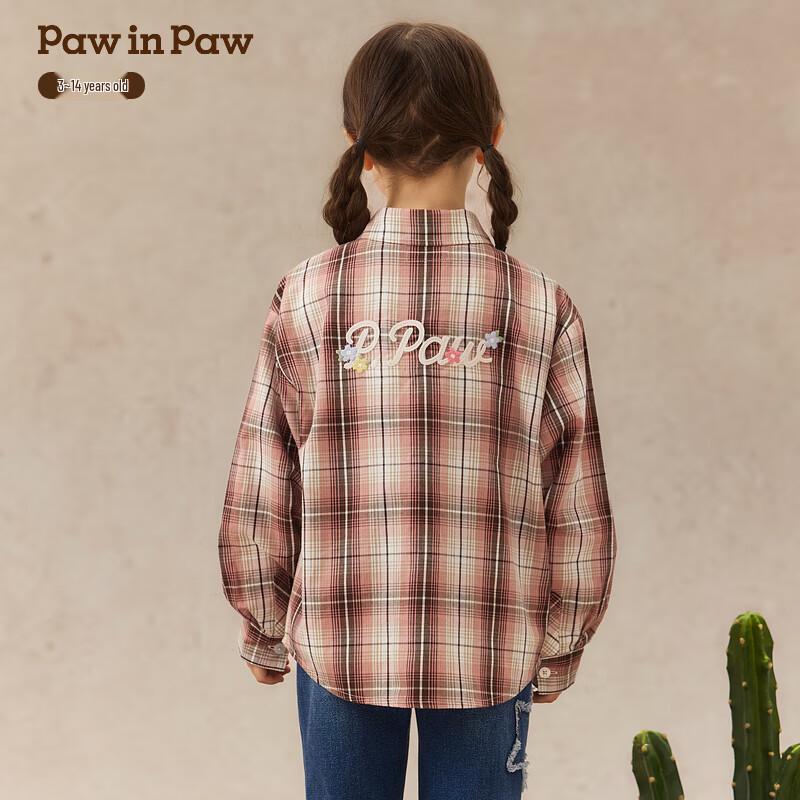 PawinPaw Girls  Plaid Long-Sleeve Shirt 130