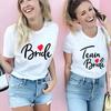 Team Bride Squad T-shirt Bridal Wedding Tops Bachelorette Farewell Party Tees Women EVJF Blouses Bridesmaid Aesthetic Clothing