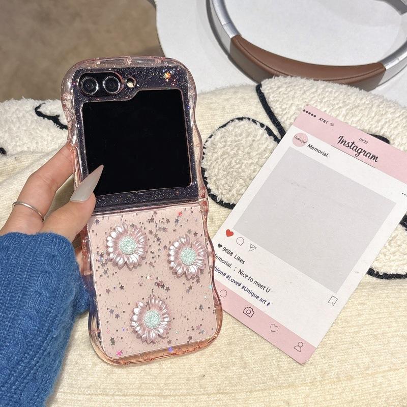 Trójwymiarowe Składane Etui na Telefon Komórkowy Pasujące do Samsung Z Flip6 Etui Z Flip5 Klej Odporny na Upadki Przezroczyste Ochronne Etui Flip4