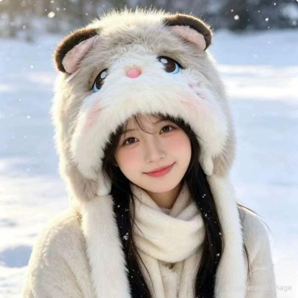 Winter Knit Trapper Hat Fleece Lined Thickened Earflap Beanie Windproof Warm Cold Weather Cap
