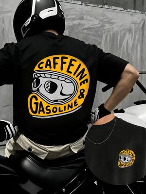 Unisexs Caffeine Gasoline Print Tshirt Crew Neck Tee Casual Loose Fit Minimalist Fashion Cotton Short Sleeve For All Season Y2k
